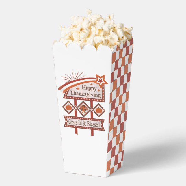 Happy Thanksgiving Grateful & Blessed Retro Sign Favor Boxes (Popped)