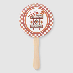 Happy Thanksgiving Grateful & Blessed Retro Sign Hand Fan