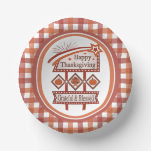 Happy Thanksgiving Grateful & Blessed Retro Sign Paper Bowls