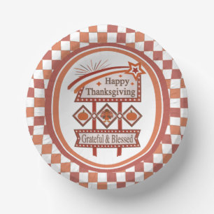 Happy Thanksgiving Grateful & Blessed Retro Sign Paper Bowls