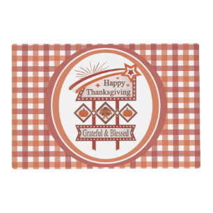 Happy Thanksgiving Grateful & Blessed Retro Sign Placemat