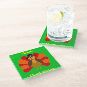 Happy Thanksgiving Green Coaster