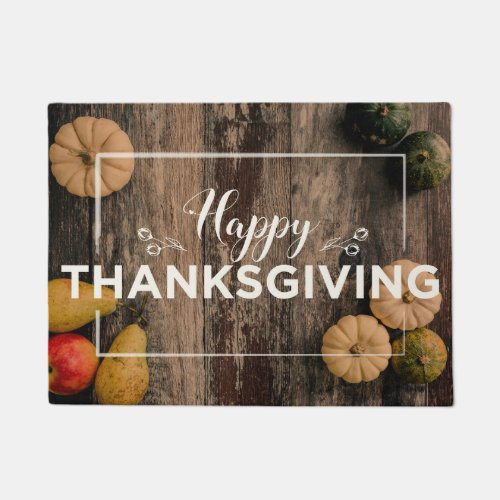 Happy Thanksgiving greeting with pumpkins Doormat