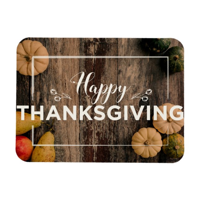 Happy Thanksgiving greeting with pumpkins Magnet (Horizontal)