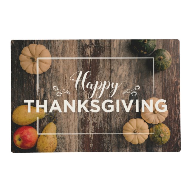 Happy Thanksgiving greeting with pumpkins Placemat (Front)