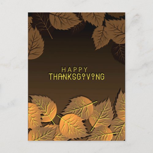 Happy Thanksgiving Greetings with Fall Leaves Holiday Postcard