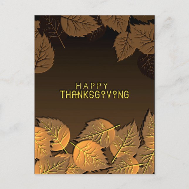 Happy Thanksgiving Greetings with Fall Leaves Holiday Postcard (Front)