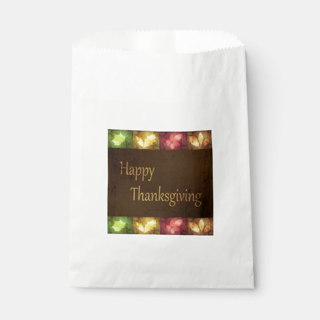 Happy Thanksgiving Grunge Leaves Favor Bag (Front)