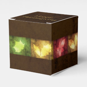 Happy Thanksgiving Grunge Leaves Favor Boxes
