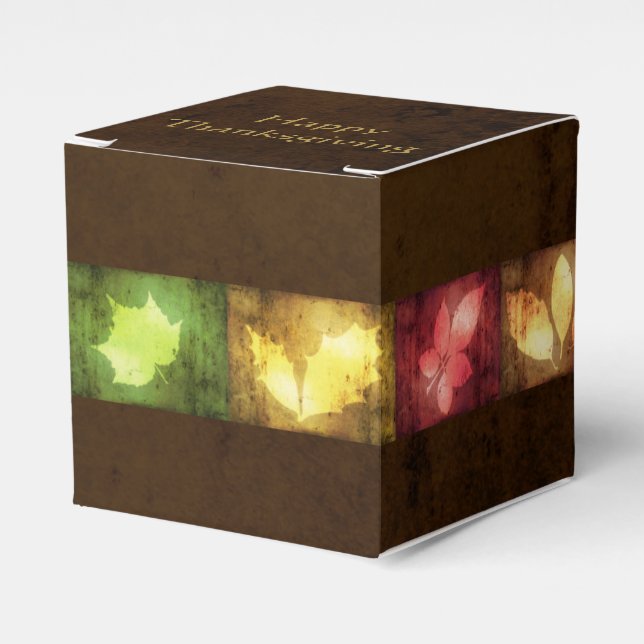 Happy Thanksgiving Grunge Leaves Favor Boxes (Front Side)