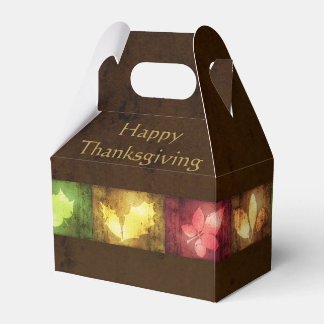 Happy Thanksgiving Grunge Leaves Favor Boxes (Back Side)