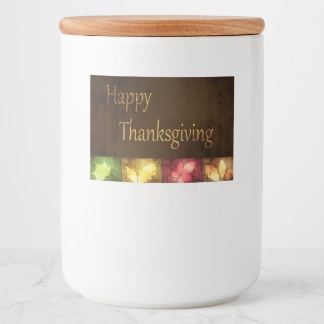 Happy Thanksgiving Grunge Leaves Food Label (Front)