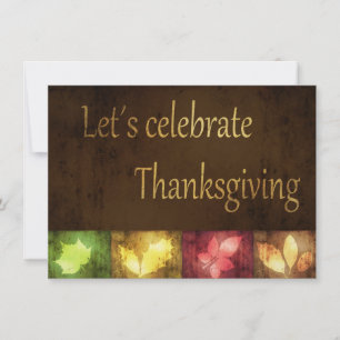 Happy Thanksgiving Grunge Leaves Invitation