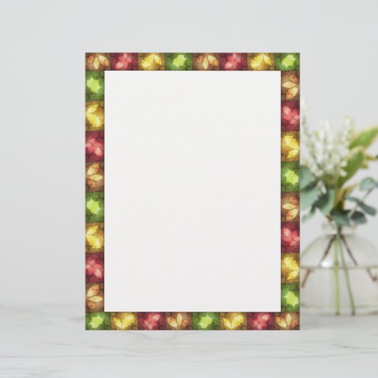 Happy Thanksgiving Grunge Leaves - Letterhead (Standing Front)