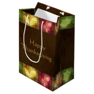 Happy Thanksgiving Grunge Leaves Medium Gift Bag