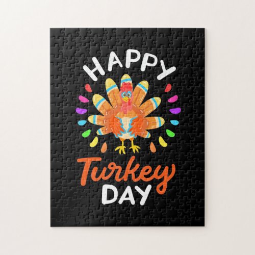 Happy Thanksgiving Happy Turkey Day Jigsaw Puzzle
