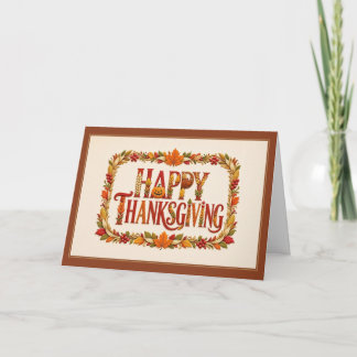 Happy Thanksgiving Harvest Leaf Frame Card