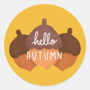 Happy Thanksgiving Hello Autumn Classic Round Sticker
