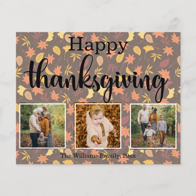 happy thanksgiving holiday 3 photos collage card (Front)