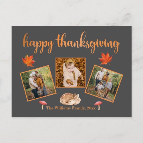 happy thanksgivingholiday 3 photos collage grey  postcard