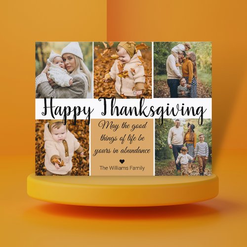 happy thanksgiving holiday 5 photos collage family postcard