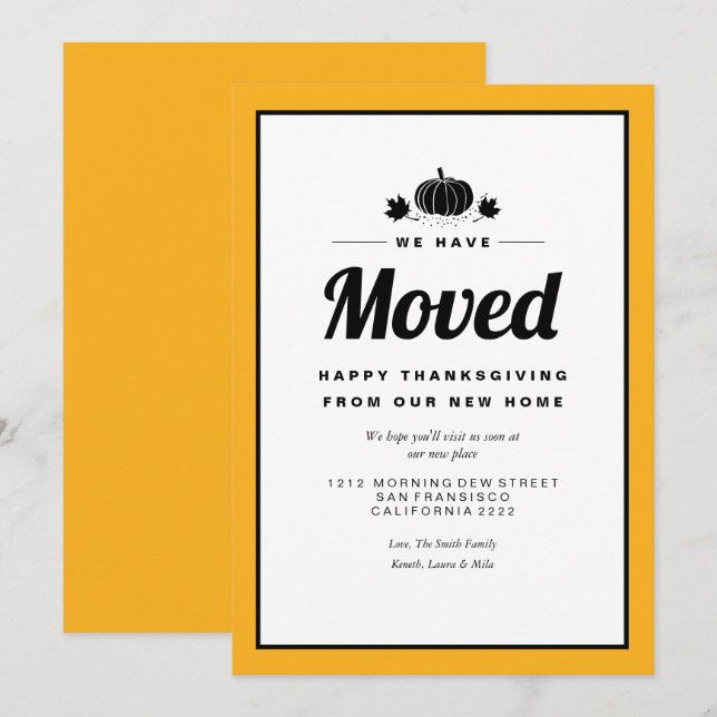 Happy Thanksgiving Holiday Moving Announcement (Front/Back)