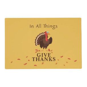 Happy Thanksgiving Holiday Quote Turkey Placemat