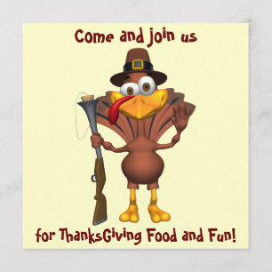 Happy Thanksgiving Holiday Turkey Invitations
