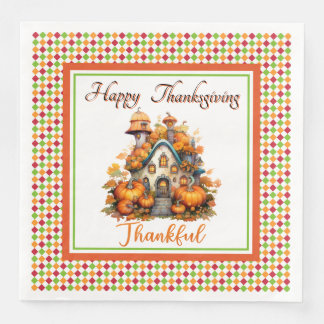 Happy Thanksgiving House Paper Dinner Napkins