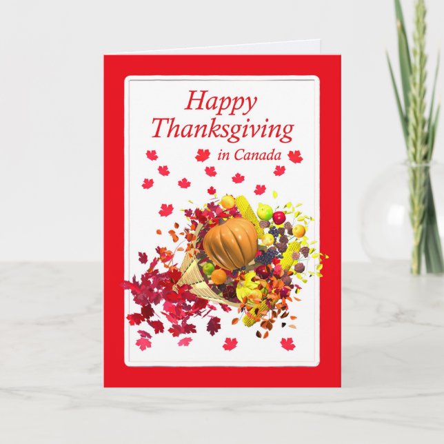 Happy Thanksgiving in Canada Cornucopia Holiday Card (Front)