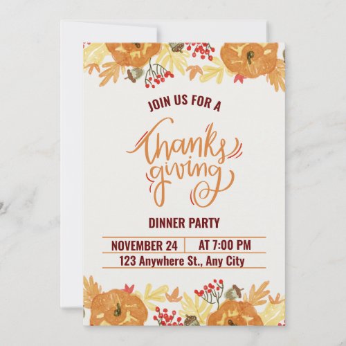 Happy Thanksgiving Invitation Card