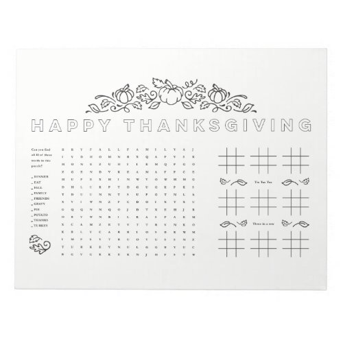 Happy Thanksgiving kids activity page coloring Notepad