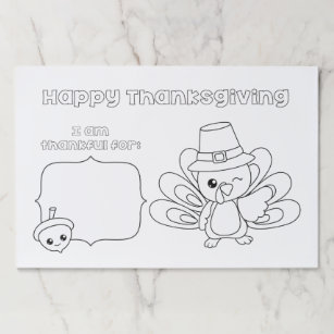 Happy Thanksgiving Kids Color Activity Placemat