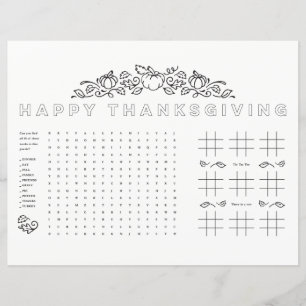 Happy Thanksgiving kids table activity page