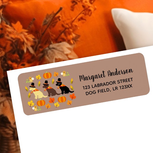 Happy Thanksgiving Labrador Silhouette Label (Happy Thanksgiving Labrador Silhouette Design Return Address Label for Labrador Owners.  )