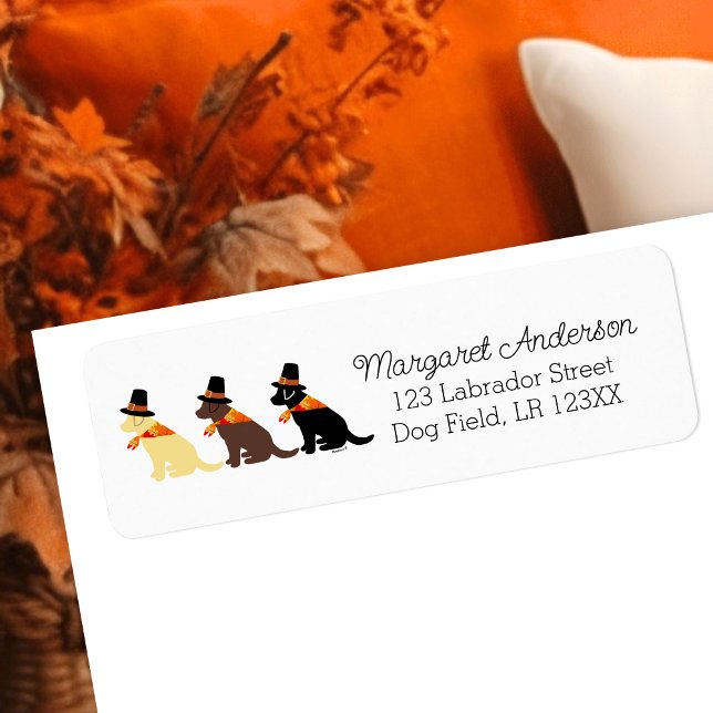 Happy Thanksgiving Labrador Silhouette Label (Happy Thanksgiving Labrador Silhouette Design Return Address Label for Labrador Owners.  )