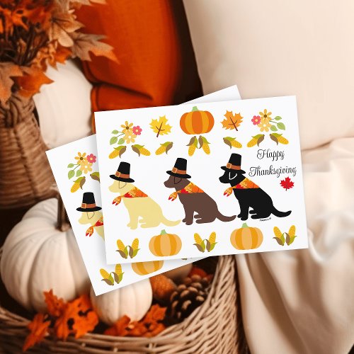 Happy Thanksgiving Labrador Silhouette White Postcard