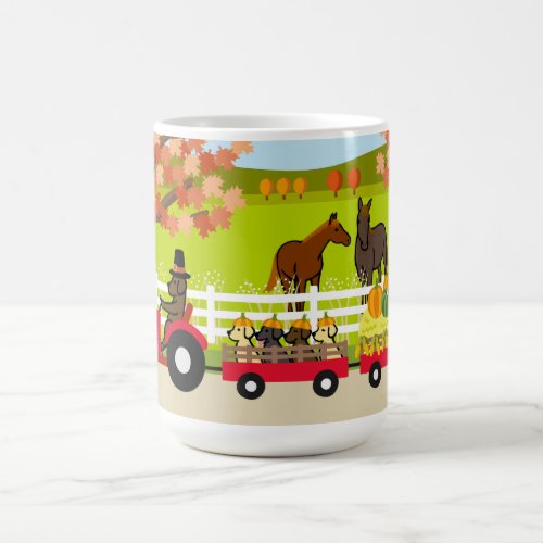 Happy Thanksgiving Labradors and Tractor Coffee Mug