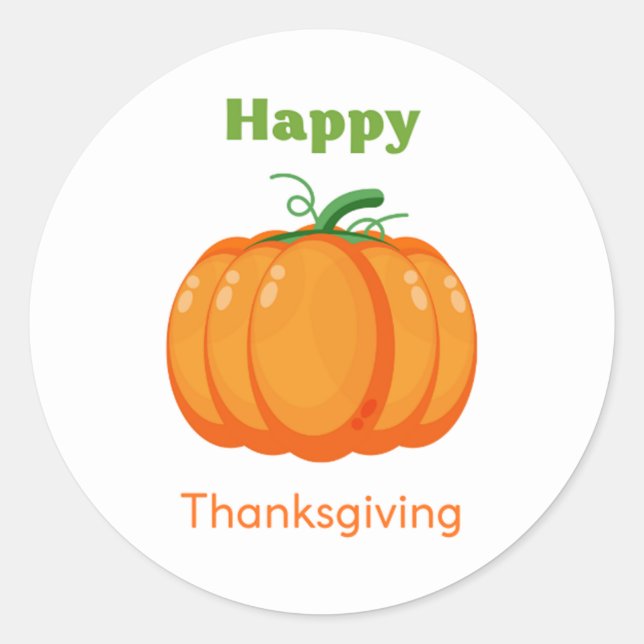 Happy Thanksgiving large pumpkin Classic Round Sticker (Front)