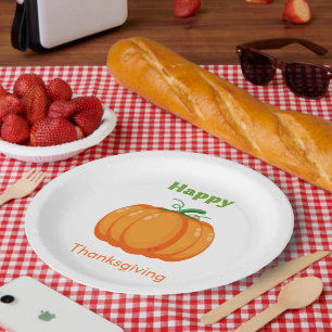Happy Thanksgiving large pumpkin Paper Plates