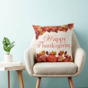 Happy Thanksgiving Large Throw Pillow