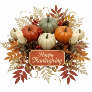 Happy Thanksgiving Leafy Pumpkins Table Decoration Cutout