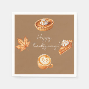 Happy Thanksgiving Leaves Pumpkin Pie Napkins