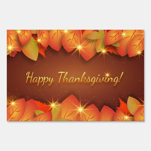 Happy Thanksgiving Leaves Yard Sign (Front)
