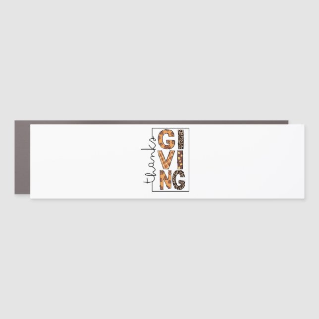 Happy Thanksgiving Leopard Print Rainbow Turkey  Car Magnet (Front)