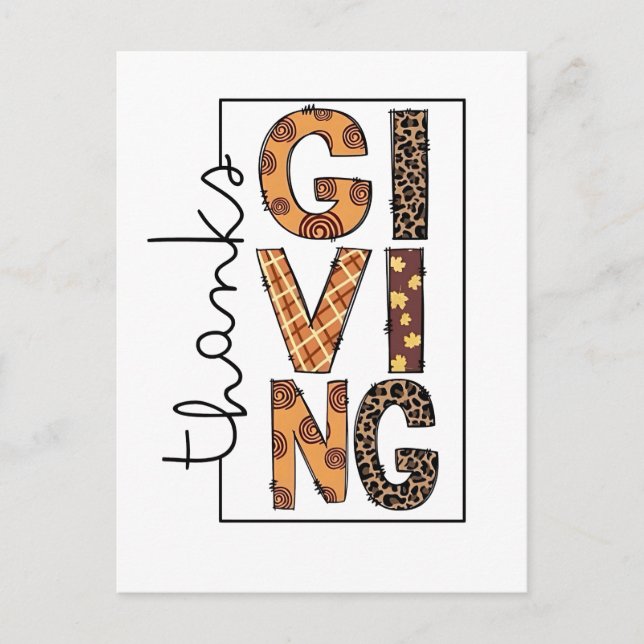 Happy Thanksgiving Leopard Print Rainbow Turkey  Invitation Postcard (Front)