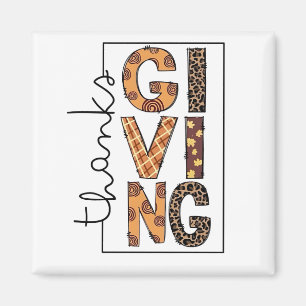Happy Thanksgiving Leopard Print Rainbow Turkey Magnet