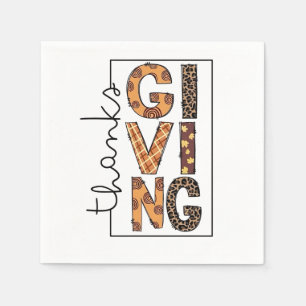 Happy Thanksgiving Leopard Print Rainbow Turkey  Napkins