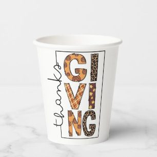 Happy Thanksgiving Leopard Print Rainbow Turkey Paper Cups