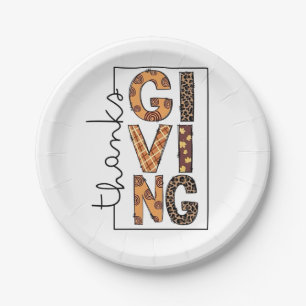 Happy Thanksgiving Leopard Print Rainbow Turkey Paper Plates